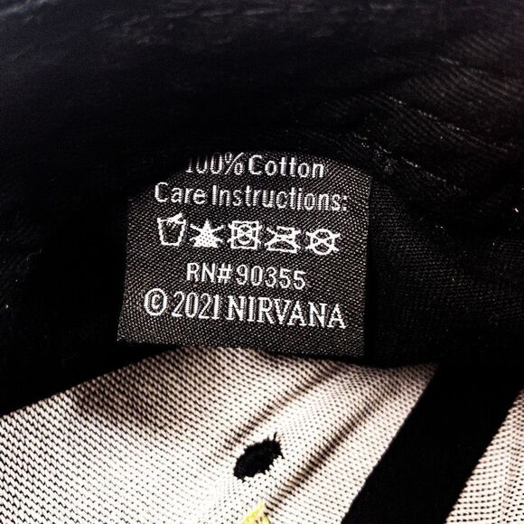 Nirvana Embroidered Smiley Black Cotton Adjustable Baseball Cap Unisex - Picture 6 of 8